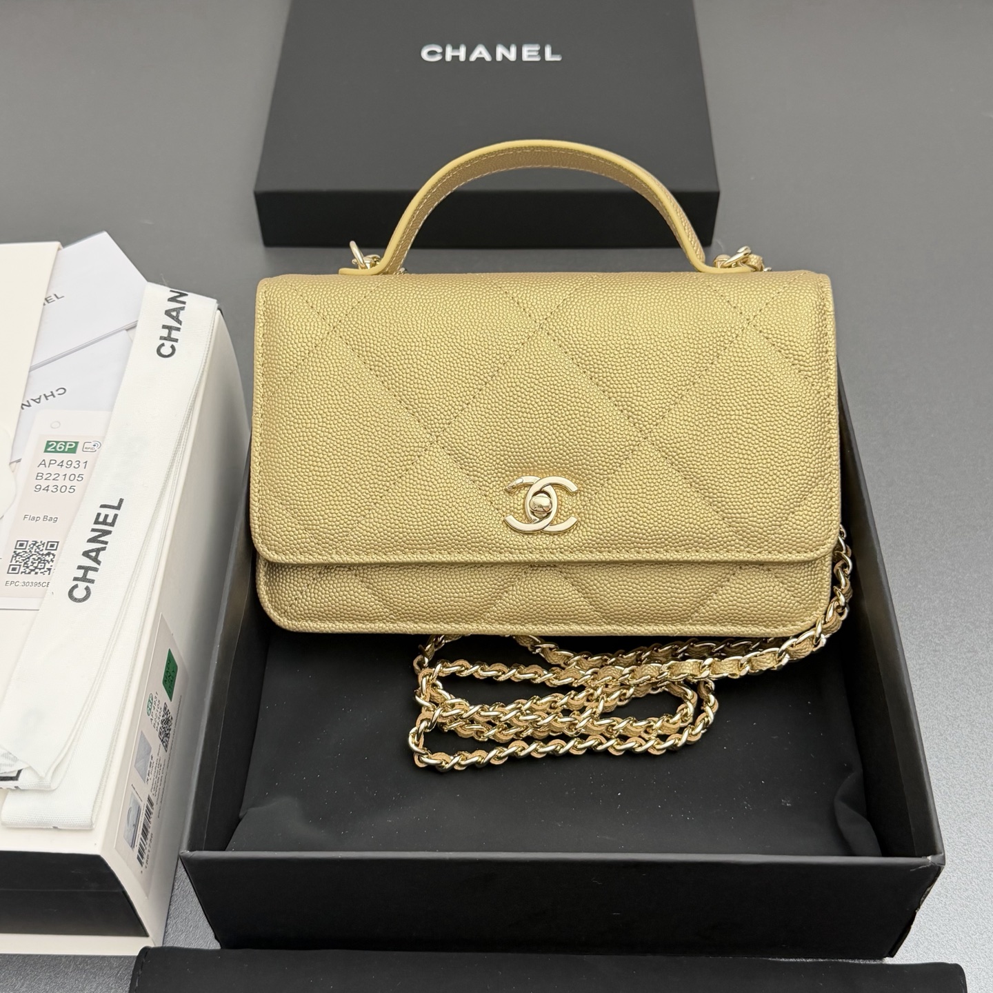 Chanel-CC-Classic-Wallet-on-Chain-WOC-Top-Handle-Shoulder-Crossbody-Bag-Beige