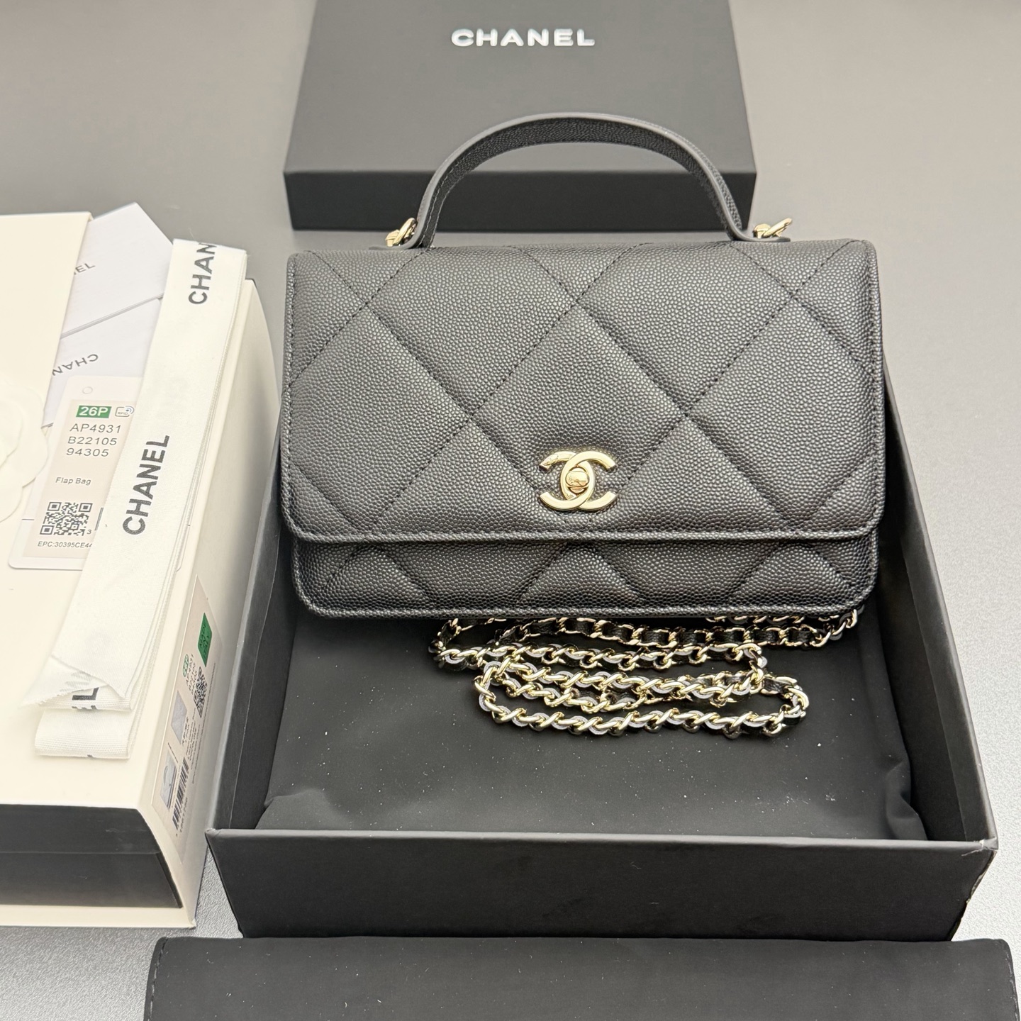 Chanel-CC-Classic-Wallet-on-Chain-WOC-Top-Handle-Shoulder-Crossbody-Bag-Dark-Gray