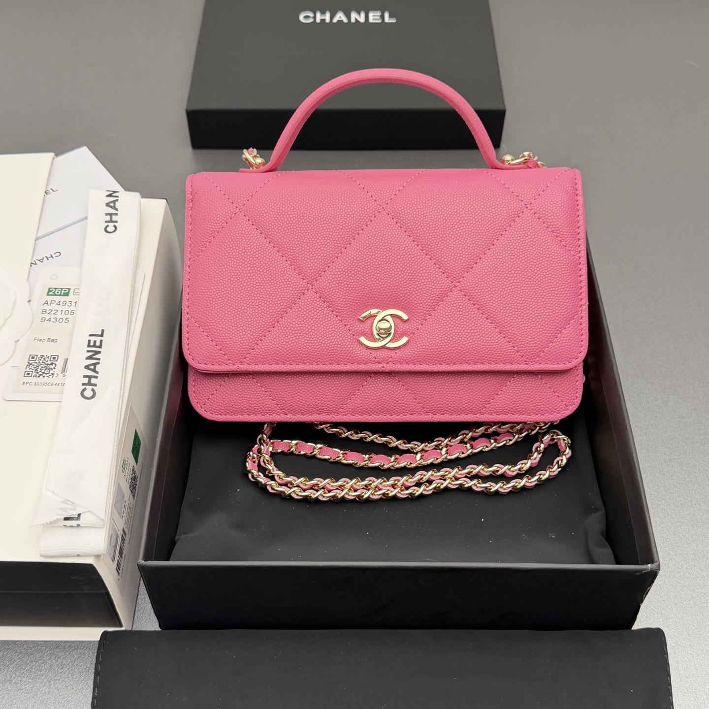 Chanel-CC-Classic-Wallet-on-Chain-WOC-Top-Handle-Shoulder-Crossbody-Bag-Pink