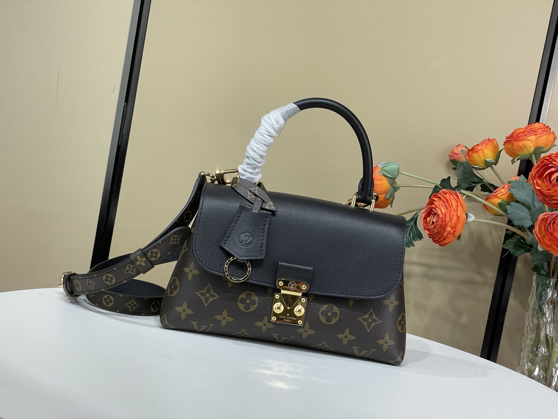 Louis-Vuitton-Madeleine-BB-Top-Handle-Shoulder-Bag-Monogram-Canvas-and-Black-Calf-Leather