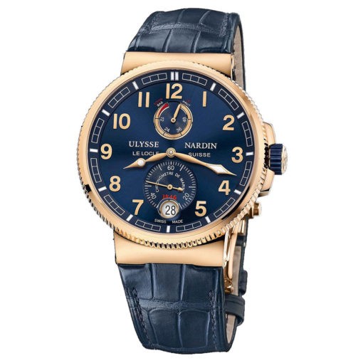 Ulysse Nardin Marine Chronometer Manufacture 43Mm Rose Gold Leather Strap Watch