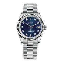 Rolex Ladies Watch Datejust 31mm President White Gold Fluted Bezel