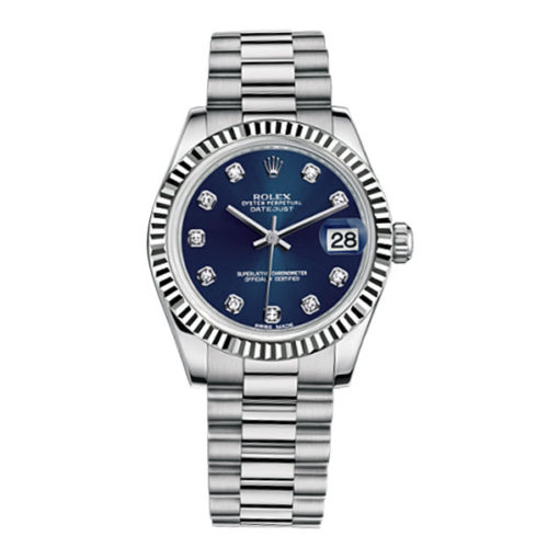 Rolex Ladies Watch Datejust 31Mm President White Gold Fluted Bezel