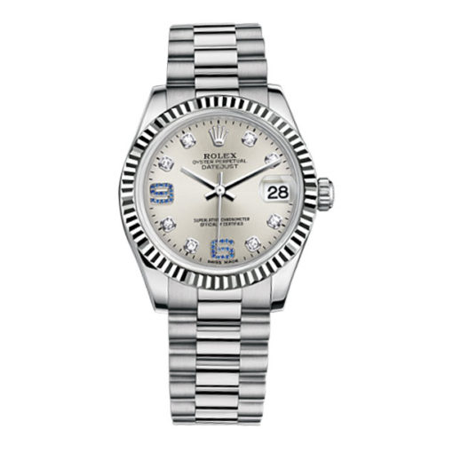 Rolex Ladies Watch Datejust 31Mm President White Gold Fluted Bezel