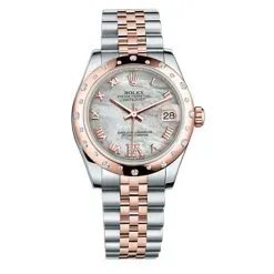 Rolex Ladies Watch Datejust 31mm Steel and Gold Pink Gold 24 Dia Bezel Jubilee Bracelet