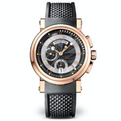 Breguet Marine Silver Dial Black Rubber 18kt Rose Gold Men’s Watch