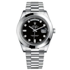 Rolex Day-Date II Black Dial Automatic Platinum Mens Watch 218206BKDP