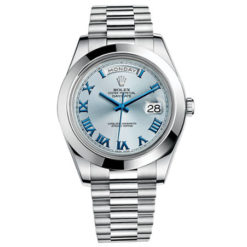 Rolex Day-Date II Blue Dial Platinum Case Automatic Mens Watch 218206IBLRP