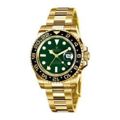 Rolex GMT Master II Green Dial Oyster Bracelet 18k Yellow Gold Mens Watch