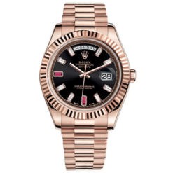 Rolex Day-Date II President Pink Gold - Fluted Bezel Diamond Dial Watch 218235 bkdrp