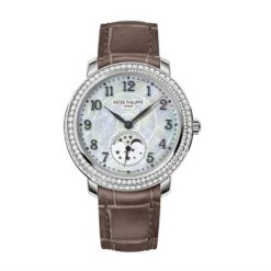 Patek Philippe Complications Mother of Pearl Dial Taupe Leather Ladies Watch