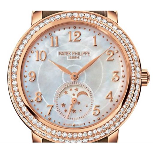 Patek Philippe Complications Mother Of Pearl Dial Taupe Leather Ladies Watch