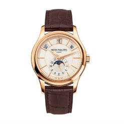 Patek Philippe 5205R-001 Annual Calendar Opaline White Dial Brown Leather Men's Watch