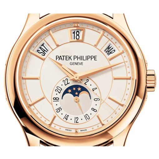 Patek Philippe 5205R-001 Annual Calendar Opaline White Dial Brown Leather Men’s Watch