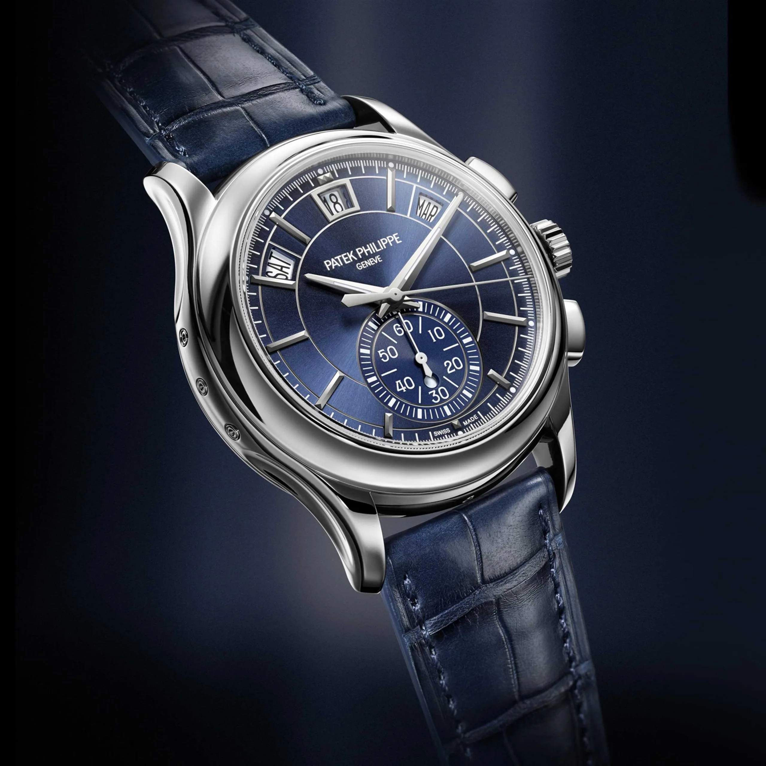Patek Philippe Complications Blue Dial Annual Calendar Platinum Mens Watch 5905P-001