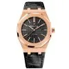 Audemars Piguet Royal Oak Self Winding Black Dial 41Mm Pink Gold Leather Strap Watch