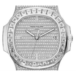 Patek Philippe Nautilus 18K White Gold Men`s Watch With Diamonds