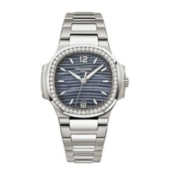 Patek Philippe Nautilus Blue Tinted Mother Of Pearl Dial Automatic Ladies Diamond Watch 7018/1A-010