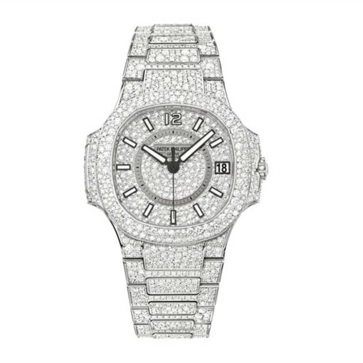 Patek Philippe 7021/1G-001 Nautilus Lady White Gold Full Pavé Diamonds