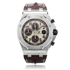 Audemars Piguet Royal Oak Offshore Ivory Dial Brown Alligator Leather Mens Watch 26470STOOA801CR01