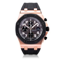 Audemars Piguet Black Dial 18kt Rose Gold Black Rubber Chronograph Mens Watch 26178OK.OO.D002CA.01