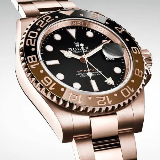 Rolex 126715Chnr Gmt Master Ii Black Dial Oyster Bracelet 18K Rose Gold Watch