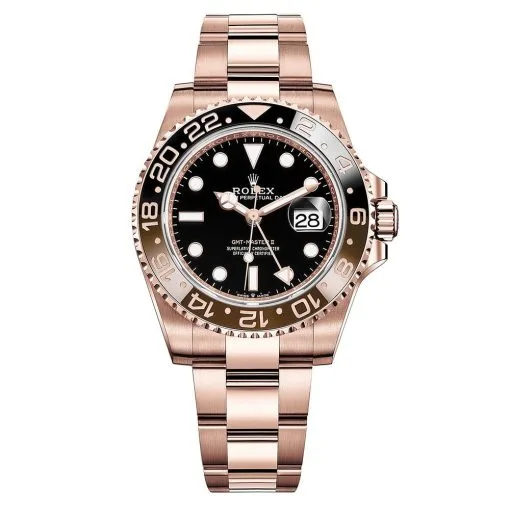 Rolex 126715Chnr Gmt Master Ii Black Dial Oyster Bracelet 18K Rose Gold Watch