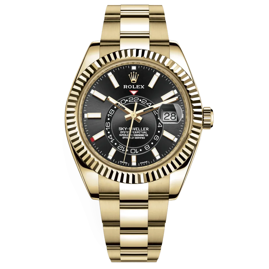 Rolex Sky-Dweller 326938 Black Dial Automatic 18Kt Yellow Gold Watch