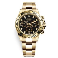 Rolex Cosmograph Daytona 116508 Black Diamond Oyster Yellow Gold Mens Watch