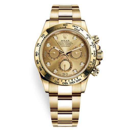 Rolex Cosmograph Daytona 116508 Champagne Diamond Oyster Yellow Gold Mens Watch