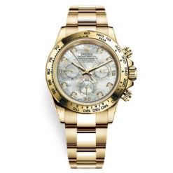 Rolex Cosmograph Daytona 116508 White MOP Diamond Oyster Yellow Gold Mens Watch