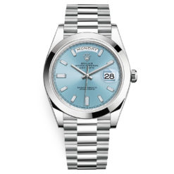 Rolex Day-Date 228206 Ice Blue Baguette 40mm Platinum Mens Watch