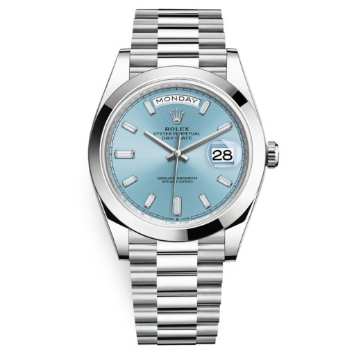 Rolex Day-Date 228206 Ice Blue Baguette 40Mm Platinum Mens Watch