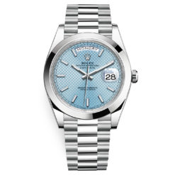 Rolex Day-Date 228206 Ice Blue Diagonal Index 40mm Platinum Mens Watch