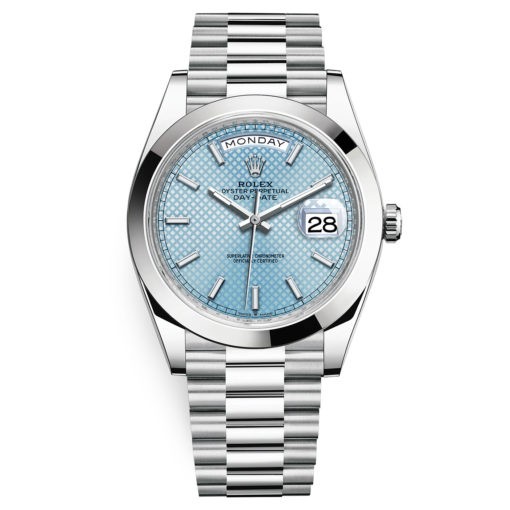 Rolex Day-Date 228206 Ice Blue Diagonal Index 40Mm Platinum Mens Watch