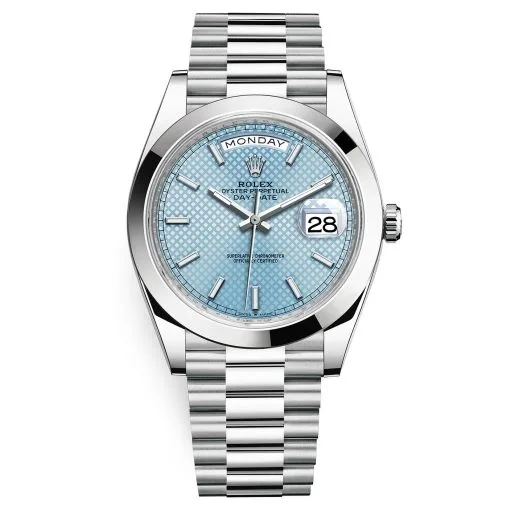 Rolex Day-Date 228206 Ice Blue Diagonal Index 40Mm Platinum Mens Watch