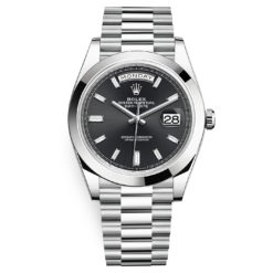 Rolex Day-Date 228206 Black Baguette 40mm Platinum Mens Watch