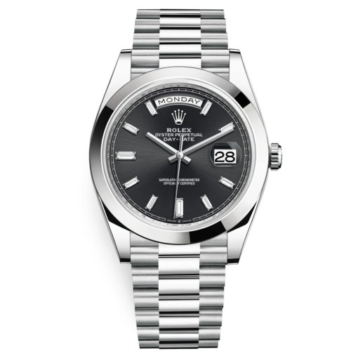 Rolex Day-Date 228206 Black Baguette 40Mm Platinum Mens Watch