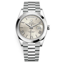 Rolex Day-Date 228206 Silver Quadrant Roman 40mm Platinum Mens Watch