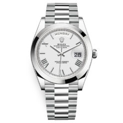 Rolex Day-Date 228206 White Roman 40mm Platinum Mens Watch