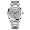 Rolex Day-Date 228206 Pave Baguette Sapphire 40Mm Platinum Mens Watch
