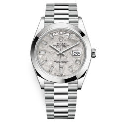 Rolex Day-Date 228206 Meteorite Baguette 40mm Platinum Mens Watch