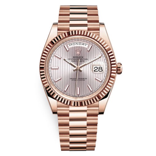 Rolex Day-Date 228235 Sundust Stripe 40Mm Everose Gold Mens Watch