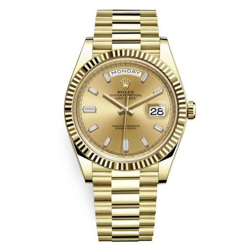 Rolex Day-Date 228238 Champagne Baguette 40Mm Yellow Gold Mens Watch