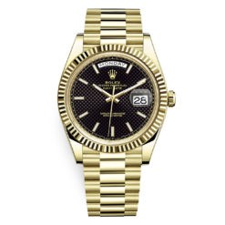 Rolex Day-Date 228238 Black Diagonal Index 40mm Yellow Gold Mens Watch