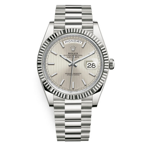 Rolex Day-Date 228239 Silver Stripe 40Mm White Gold Men’s Watch