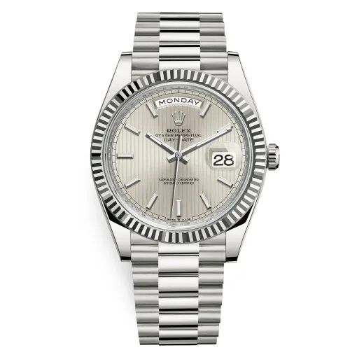 Rolex Day-Date 228239 Silver Stripe 40Mm White Gold Men’s Watch