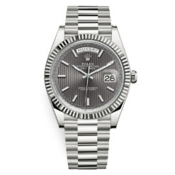 Rolex Day-Date 228239 Dark Rhodium Stripe Index 40mm White Gold Mens Watch