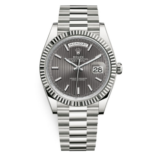 Rolex Day-Date 228239 Dark Rhodium Stripe Index 40Mm White Gold Mens Watch