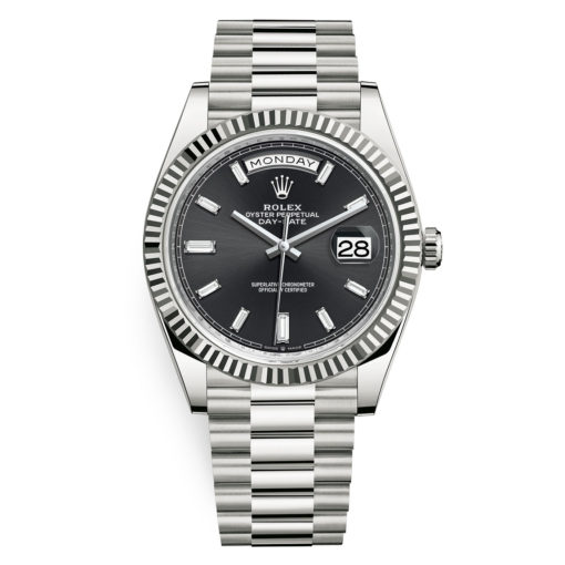 Rolex Day-Date 228239 Black Baguette Dial 40Mm White Gold Mens Watch